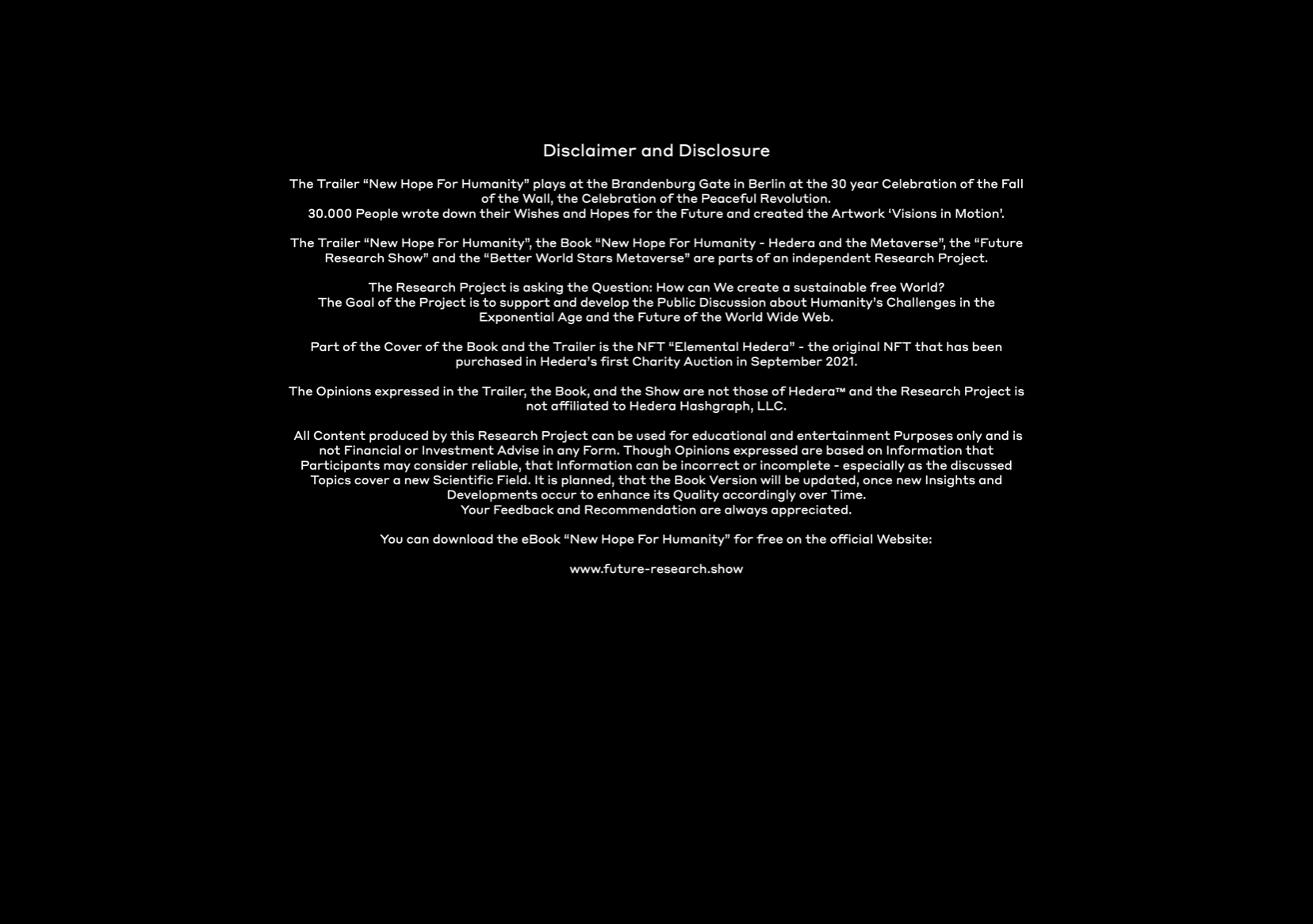 Disclaimer / Disclosure